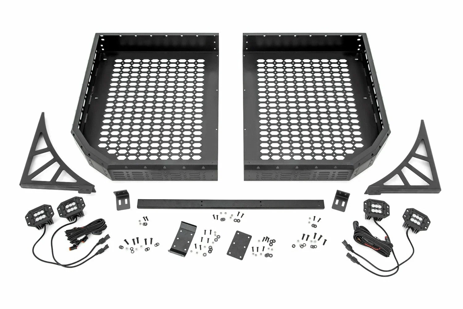 Fits Polaris Ranger 1000 Cargo Rack Dual 2_ Black LED Pairs Flush Mount 93057
